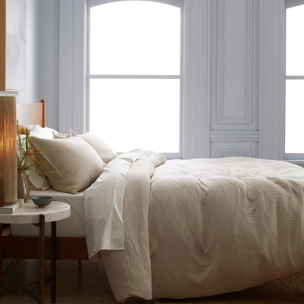 NEW - In Poly!! Organic Airy Gauze Duvet Cover - Full / Queen - DUNE